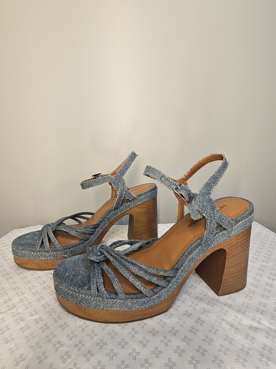 Lucky Brand Shoes - Lucky Brand Y2K Denim Platform Heeled Sandals with Ankle Strap